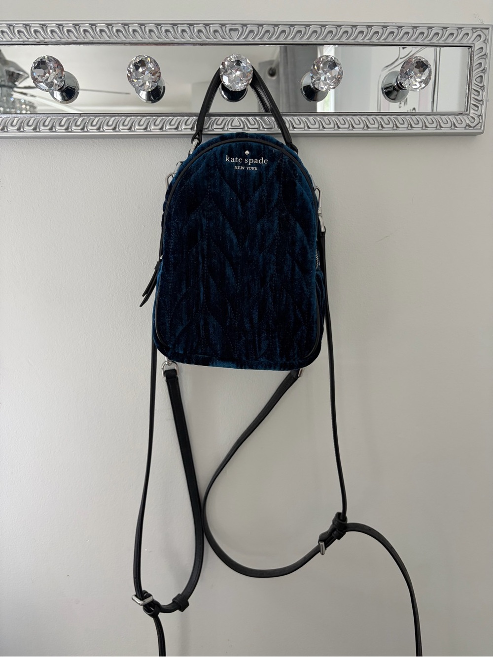 kate spade Quilted Velvet Mini Backpack - Deep Navy - Picture 5 of 6